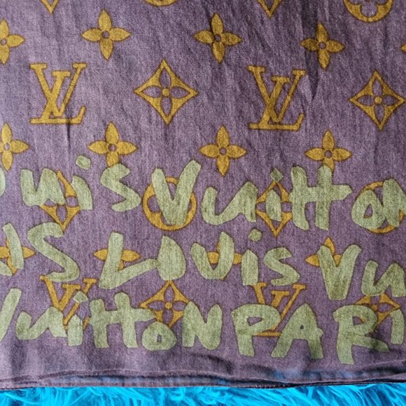 LOUIS VUITTON - AUTHENTIC 2001 LV x STEPHEN SPROUSE GRAFFITI BANDANA SCARF - Picture 2 of 9